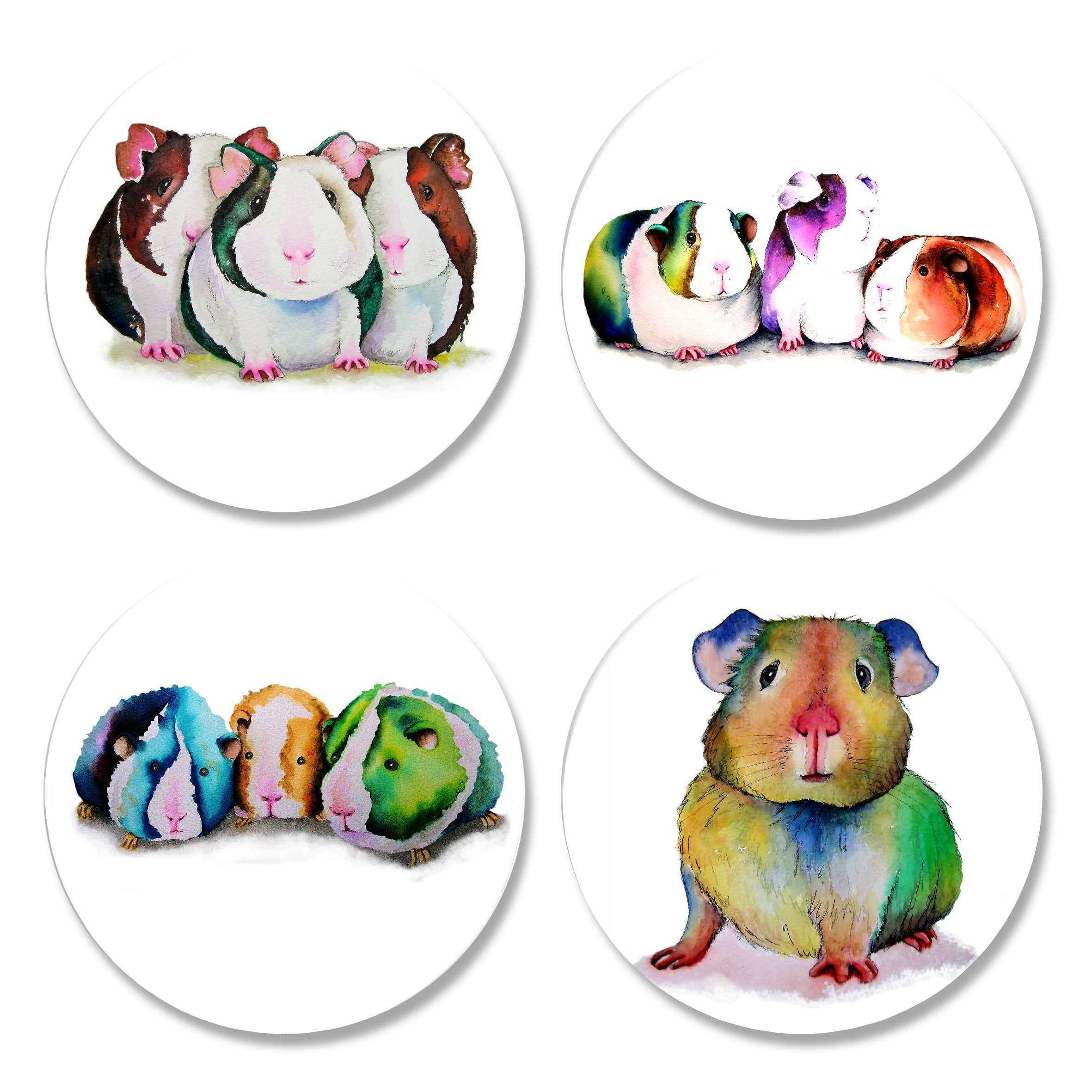 4 Pack Printed Dressmaking Sewing Pattern Weights. Guinea Pigs Designs by Artist Maria Moss. Inspired by The BBC Sewing Bee. (50mm Diameter)