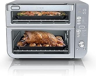 Air Fryer & Toaster Oven | Double Stack XL | Countertop Oven | 12-in-1 Fits 4.5lb Chicken & 6lbs of Wings | SmartFinish Cook 2 Different Meals at the Same Time | Stainless Steel | DCT601