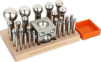 Splenor Tools Steel 2.75" Square Dapping Doming Block and 26 Matching Punch Set - for Jewelry Making - Metal Forming Die - Shaping Tools