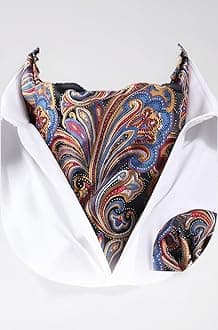 HISDERN Cravat for Men Paisley Floral Cravats Handkerchief Jacquard Wedding Ascot Tie & Pocket Square Set