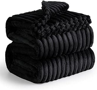Bedsure Bed Blankets King Size - Fleece Blanket Fluffy Cosy Warm Blankets, Soft Cute Double Size Throw Gifts for Women and Girls, Black, 230x270 cm