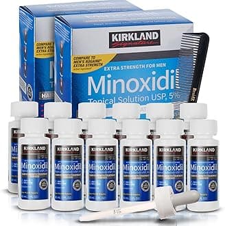 Minoxidil For Men 5% Topical Solution For Hair Regrowth Treatment 12 Month Supply 12 X 2 Fl Oz With A Braidz Comb for Kirkland Minoxidil