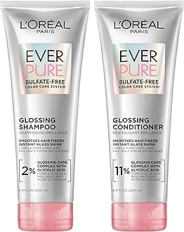 Glossing Sulfate Free Shampoo and Conditioner Set with Glycolic Acid, Hair Care for Lasting Shine and Smoothness for Dull, Dry Hair, EverPure, 1 Kit