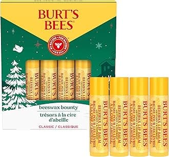 Christmas Lip Balm Gift Set, Moisturising Lip Balm Multipack with Beeswax and Vitamin E, Classic Bounty, 4x4.25g