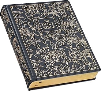 KJV Holy Bible, Large Print Note-taking Bible, Faux Leather Hardcover - King James Version, Navy w/Gold Floral (KJV Note-taking Editions)