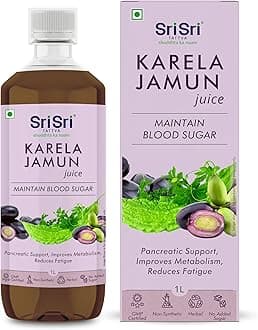 Sri Sri Ayurveda Karela Jamun Juice - Ayurvedic Juice to Help Maintain Healthy Sugar Levels - 100% Natural - No Added Sugar - 1000ml (Pack of 1)