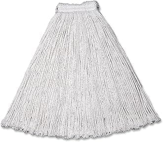 Value Pro Small 16 OZ Cotton Wet Mop, 1" Headband, White, for General Purpose Floor Cleaning or One-Time Use