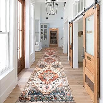 Runner Rug Non Slip Distressed Faux Wool Runners for Hallways Washable Rugs for Living Room Bedroom Kitchen Laundry Room