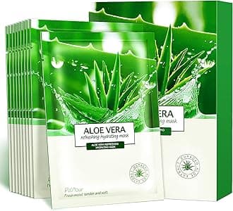 Aloe Facial Skincare Sheet Hydrating Moisturizing Revitalizing Facial Skincare Sheet for Dry, Oily, Sensitive and Tired Skin 25ml/0.8oz, Pack of 10