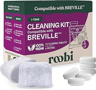 Breville Compatible Espresso Machine Cleaning & Maintenance Kit. Includes 52 Breville Cleaning Tablets and 6 Water Filters. Carbon Neutral. 1 Year Supply.