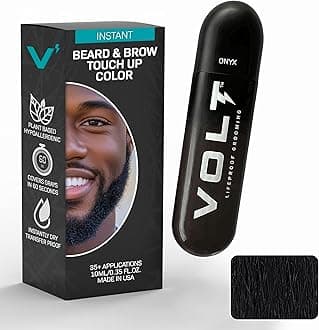 VOLT Grooming Instant Beard Color Single Pack - Smudge and Water Resistant Quick Drying Brush on Color for Beards, Mustaches & Eyebrows - 0.35 Fl Oz (10 ml), Onyx (Black)