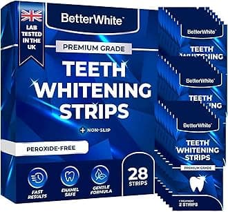 Premium Teeth Whitening Strips 14 Treatments - Enamel Safe - Non-Sensitive Formula - 28 Peroxide-Free Whitening Strips - Dentist Formulated Teeth Whitening Kit + Mouth Opener Included