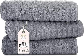Classic Turkish Towels CTT - Luxury Jumbo Bath Sheet 3 Piece, 100% Turkish Cotton, Absorbent & Ultra Comfy Bath Towel Sheets for Hotels & Spa | 40"x65" (Grey)