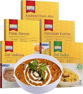 Microwaveable Entrees 1932, Vegetarian Sampler Kit, Heat & Serve Meal Pack, Kosher Certified Variety Pack, Authentic Indian Cuisine, Instant Meals, Gluten-Free with No Preservatives, Pack of 5