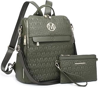 MKP Women Fashion Backpack Purse PU Leather Convertible Medium Ladies Rucksack Travel Shoulder Bags Handbag and Purse 2Pcs