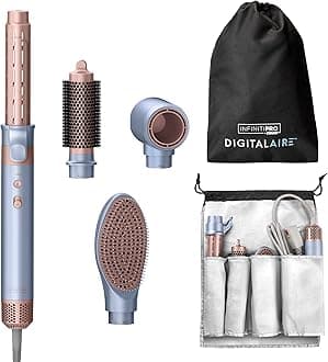 INFINITIPRO by CONAIR DigitalAIRE Multi Hair Styler, Air Styling System for Curls, Waves, Blowouts & Volume, 4 Attachments to Personalize Your Look Plus Storage Bag, Light Blue