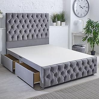 ComfoRest - Elegant 5FT King Size Bed with 2 Drawers | Durable Base for Storage Needs | Stylish Frame for Modern Bedrooms and Contemporary Living (Grey Plush)