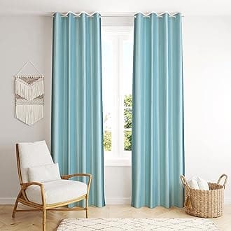 Decoholic Sky Blue Polyester Door Curtains 9 Feet | Darkening Faux Texture Plain Drapes with Eyelets | Set of 2 Panels for Living Room, Bedroom & Office