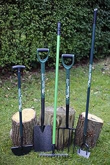 Set of 5 Gardening Tools, Shovel, Fork, Rake, Hoe, Edging Spade