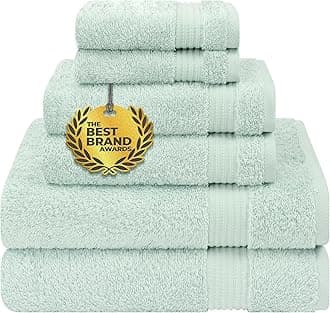 Cotton Paradise 6 Piece Towel Set, 100% Cotton Soft Absorbent Turkish Towels for Bathroom, 2 Bath Towels 2 Hand Towels 2 Washcloths, Mint Towel Set