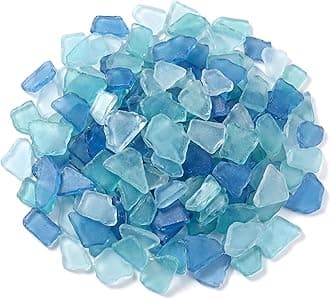 Jetec Sea Glass for Crafts Pieces Seaglass Decor Flat Frosted Sea Glass Ornaments Vase Filler Crushed for Beach Wedding Party Decor Home Aquarium DIY Craft Supplies,11 oz(Blue, White, Green)