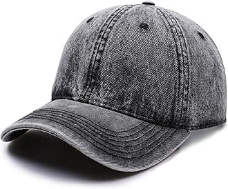 Vintage Cotton Washed Baseball Caps Adjustable Distressed Dad Hat for Men Women (Black)