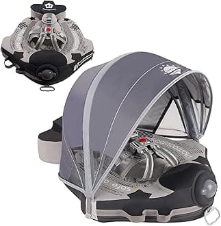 Mambobaby Float with Canopy Add Tail Baby Float No.7 Airplane Non-Inflatable Solid Baby Pool Float Infant Swim Trainer Swimming Ring for Infant Toddlers 3-48 Months, Gray