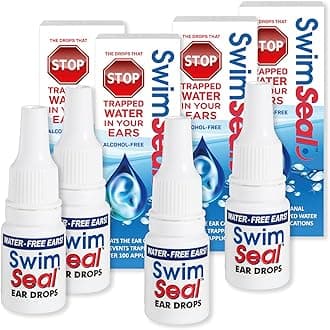 SwimSeal™ Family 4-Pack All Natural Swimmer's Ear Drops for Daily Use Rather Than Alcohol Drops or Earplugs. The Solution for Your Ears for All Water Exposure for All Ages.