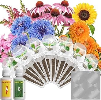Flower Seed Pods for Ahopegarden, iDOO MUFGA Hydroponics Growing System Indoor Gardening, 400+ Seeds, Dwarf Sunflower Bambino, French Marigold, Dahlia, Dwarf Petunia(7-Pods)