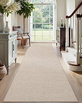 DEXI Hallway Runner Rug 2x6, Non Slip Rubber Backed Runners Carpet, Ultra Thin Entryway Rugs Indoor for Kitchen Hallway Entrance Bedroom, Beige
