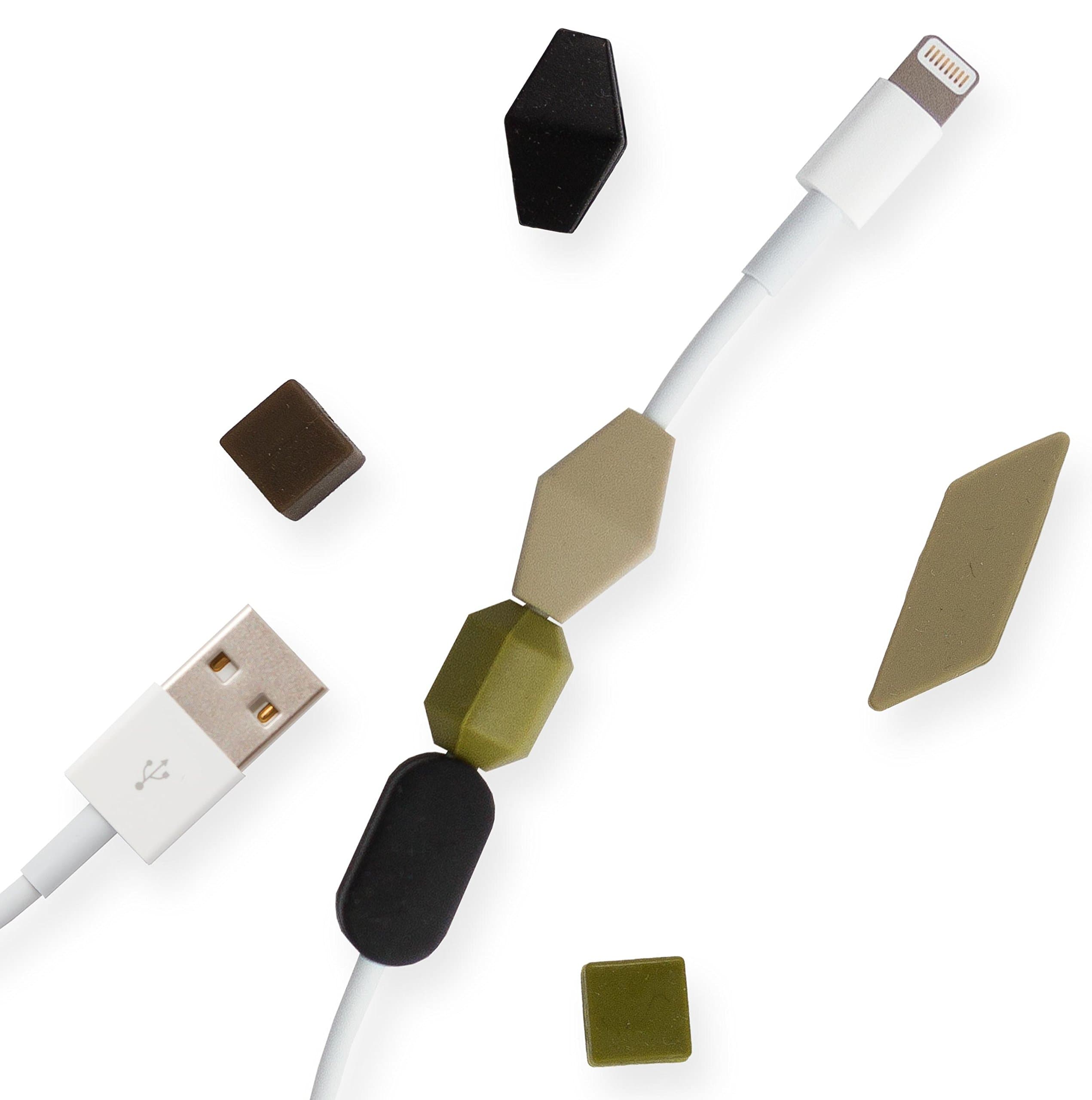 Charger Cable Identification Beads, Faceted Camo