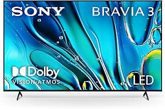Sony 75-Inch Class 4K Ultra HD BRAVIA 3 LED Smart TV with Google TV, Dolby Vision HDR, and Exclusive Features for PlayStation®5 (K-75S30)