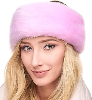 Futrzane Classic Headband - Faux Fur Headbands for Women - Furry Band for Winter - One Size (Pink Classic)