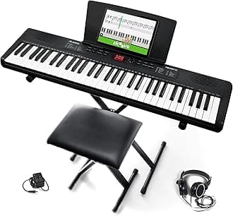 Alesis Melody 61 MK4 Keyboard Piano for Beginners with 61 Keys, Speakers, Stand, Bench, Headphones, Tablet/Sheet Music Stand, 300 Sounds and Music Lessons