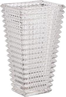 Crystal Glass Vase, Large Crystal Vases for Flowers, Large Flower Vase, Clear Modern Vases for Living Room, Bedroom, Kitchen, Dining Table, Mantle, Wedding, 11 Inches