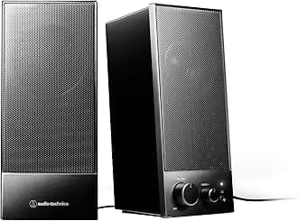 Audio-Technica AT-SP105 Active Speaker, PC Record Player, 0.14 inch (3.5 mm) Stereo Mini / USB Digital Input, USB Power, Bass Adjustment Knob, Headphone Terminal, Output 6 W φ2.3 inches (58 mm) Full