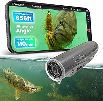 CanFish CamX Fishing Camera, HD 1080P & Ultra Wide Angle 136°,Waterproof ROV 200M Motion Detection Smart Recording Segmented Wireless Charging App Compatible