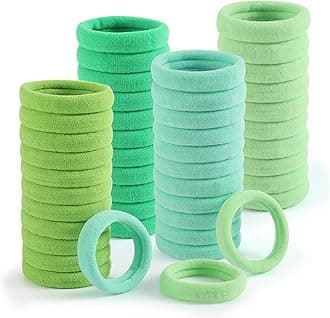 100 Pcs Thick Seamless Brown Hair Ties, Ponytail Holders Hair Accessories No Damage for Thick Hair (Green Theme Colors)