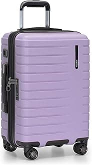 Archer Polycarbonate Hardside Spinner Luggage Set, Tie Down Straps, Purple, Carry-On 21-Inch