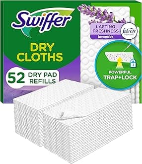 Sweep + Mop, Dry Pads Refill, Floor Cleaner for Dirt, Dust, Hair, Cleaning Cloths for Mopping Home, Bathroom, Kitchen, Dust Mop, Floor Duster, Lavender, 52ct