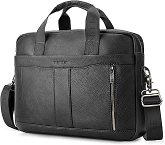 SPAHER Mens Leather Laptop Bag Briefcases for Men 15.6 Inch Leather Briefcase Business Work Laptop Handbag Shoulder Bag Messenger Bag with Removable Strap