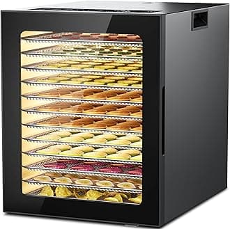 Food Dehydrator, 850W Dehydrator Machine with 12 Stainless Steel Trays, 48 Hour Digital Timer Temperature Adjustable, Food Dryer for Meat, Fruit, Jerky & Dog Treats