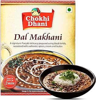 Chokhi Dhani Dal Makhani Ready to Eat Meal 300g | Instant Premix Home-Style Food | Just Heat on Microwave, Stove Top or Hot Water | Vegetarian Indian Curry | Pack of 1