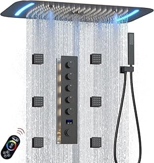 Digital Shower System Oil Rubbed Bronze Full Body Rain 16X26 Inch Luxury Shower Head System with 6 PCS Body Jets, Handheld Shower Fixtures, 5 Function Digital Display Shower Vlave