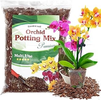Orchid Potting Mix,Premium Orchid Bark Potting Mixture of Pine Bark,Perlite & Coco Peat Enhanced Drainage and Ventilation,Ideal for Repotting and Growing Indoor Plants Dendrobiums,Phalaenopsis,4QT