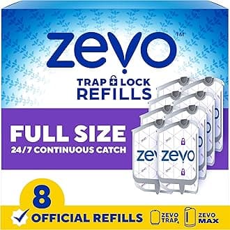 Flying Insect Trap Official Refill Cartridges - Fits Both Zevo Trap & MAX Indoor Fly Trap - Authentic Trap+Lock Technology to Catch Gnats, House & Fruit Flies (8 Official Refill Cartridges)