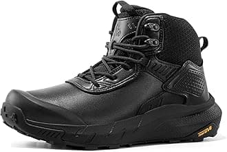 NORTIV 8 Men's Waterproof Military Tactical Work Boots Leather Motorcycle Combat Boots Lightweight Non-Slip Hiking Boots for Men,Size 8.5,Black,SNMT246M