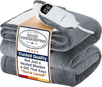 Bedsure Electric Blanket Full Size - Soft Flannel Heated Blanket Full, GentleSoft Fast Heating with 10 Time Settings & 6 Heat Settings, Warm Gift for Grandma (72x84 inches, Grey)