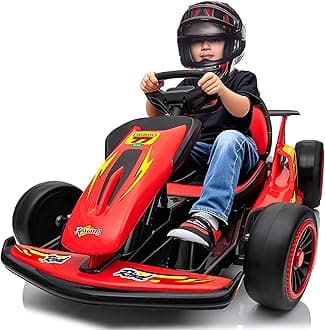 24V Electric go Kart, Drift Kart with 400W Motor, Crazy Go Karts for Kids 6-12, Fast Electric Go-Kart with 4 Speed Mode, EVA Tires, Up to 8.1 MPH, Music, Wireless, High/Low Speed, Red