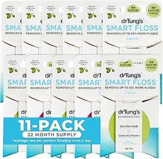 Smart Floss - Natural Floss, PTFE & PFAS Free Floss, Gentle on Gums, Expands & Stretches, BPA Free - Natural Dental Floss Cardamom Flavor (Pack of 11)